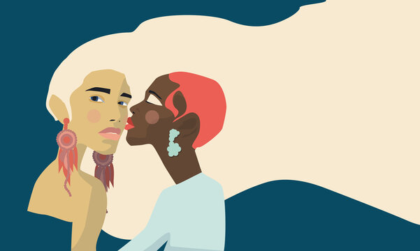 Woman kissing woman on a cheek LGBT pride and celebration of love
