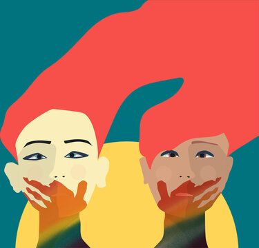two women with LGBT flag 