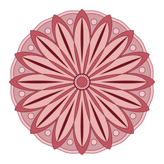 Mandala vector. A symmetrical round red monochrome ornament.