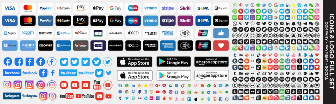 Icons & logo fullset : Business, payment, social, company