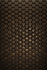 Luxury dark gold texture of styled snake scales. Frontal view. 3d render. Vertical composition
