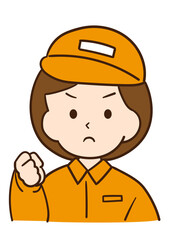 怒っている作業着女性のアイコン