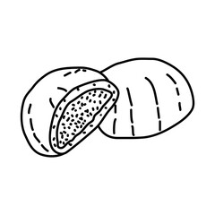 Manju Icon. Doodle Hand Drawn or Outline Icon Style