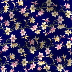 Modern Flower Pattern navy Background