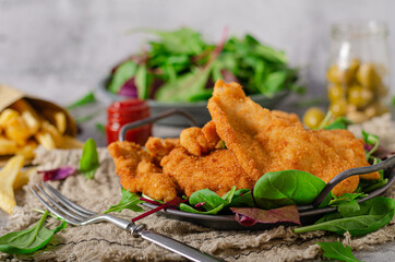 Chicken chnitzel breaded
