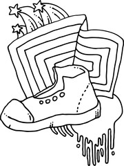 Shoes against a neutral flag background in doodle style
