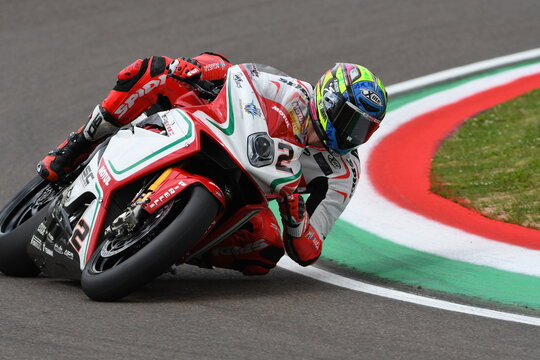 San Marino, Italy - May 12, 2017: Leon Camier GBR MV Agusta 1000 F4 MV Agusta Reparto Corse In Action During The Qualifying Session On May 12, 2017 In Imola Circuit, Italy