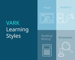 VARK learning styles or VARK model for learning vector - obrazy, fototapety, plakaty
