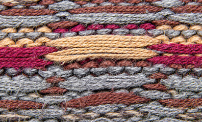 Close up shot of colorful woolen fabric
