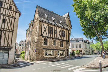 Maison à pans de bois d'Angers,  Quartier de la Doutre, France - obrazy, fototapety, plakaty