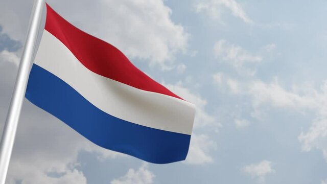 Netherlands Flag with 3D Rendering Big Closeup. 4K