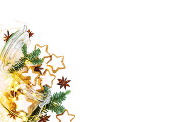 Gingerbread stars cookie Christmas bokeh lights decoration