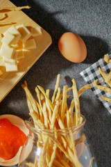 snack cheese stick on the table