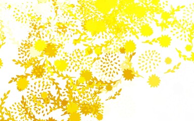 Light Yellow vector doodle backdrop with flowers, roses.