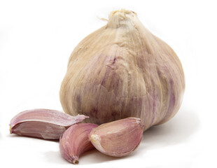 Garlic detail in white backgroung, garlic concept