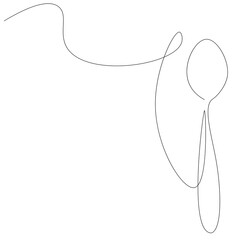 Spoon silhouette line drawing, vector illustration