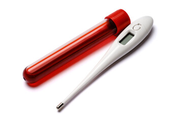 Blood test tube and thermometer isolated on white background © Anatoly Repin
