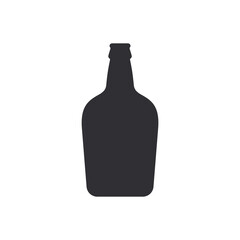 Beer bottle. Vector icon. Vector bottle. Bottle silhouette. Stencil bottle. Flask template. Flask silhouette. Jar icon. Glass container. Logo template. Shape for 3d modeling.