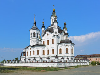 Fototapeta na wymiar Church of Zechariah and Elizabeth in the Siberian Baroque style in Tobolsk, Russia