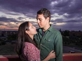 Couple in romantic and fun pose