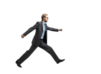 Fototapeta na wymiar man businessman jumping or running