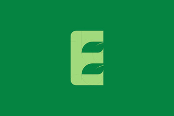 E letter and leaf logo design