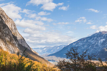 Fototapeta na wymiar Picturesque mountain landscape. Alps in Triglav National Park in Slovenia in autumn.