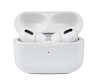 Wireless in-ear Headphones in Charging Case Isolated