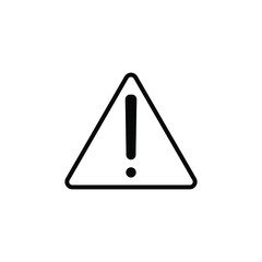black warning icon on white background, vector illustration