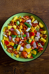 Mango, fennel, tomato, onion, celery salad