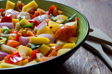 Mango, fennel, tomato, onion, celery salad