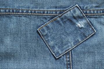 Denim background with rectangular patch copy space.