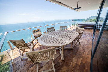 Interior of a house on the sea coast
