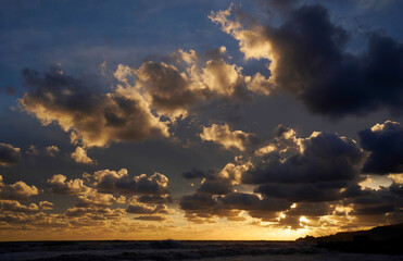 Fototapeta premium Sunset during sea storm