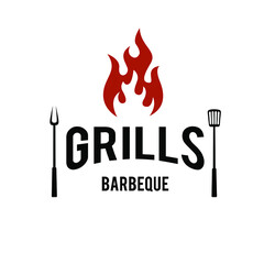 Barbecue logo design. Food or grill template. Vector illustration concept