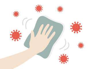 ウイルス対策で拭き掃除をするイラスト © R-DESIGN