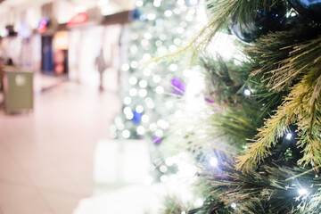 Christmass Tree and Decorations in a shopping mall