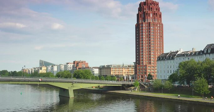 2k, The new European Central Bank Headquarters near a Floesser bridge, Frankfurt