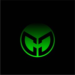 Initial letter C J Modern circle with elegant colored background frame