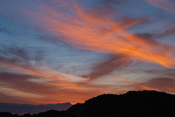 Landscape at twilight of the Superstition Mountains, Arizona, USA