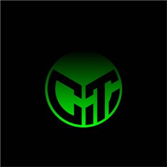 Initial letter C T Modern circle with elegant colored background frame