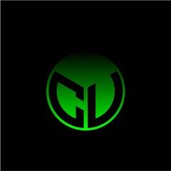 Initial letter C U Modern circle with elegant colored background frame