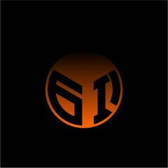 Initial letter G I Modern circle with elegant colored background frame