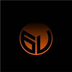 Initial letter G U Modern circle with elegant colored background frame