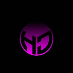Initial letter H J Modern circle with elegant colored background frame