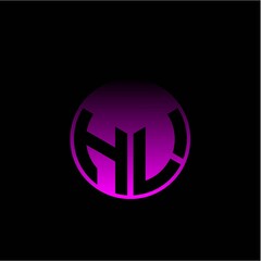 Initial letter H L Modern circle with elegant colored background frame