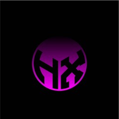 Initial letter H X Modern circle with elegant colored background frame