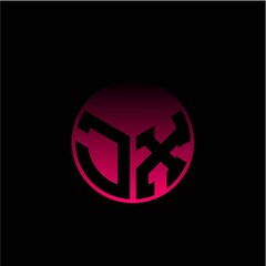 Initial letter J X Modern circle with elegant colored background frame