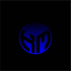 Initial letter K M Modern circle with elegant colored background frame