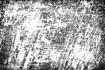 Grunge black and white. Monochrome texture of dirt, chips, and dust. Pattern of black scratches, scuffs on a white background. Abstract ink spot randomly arranged